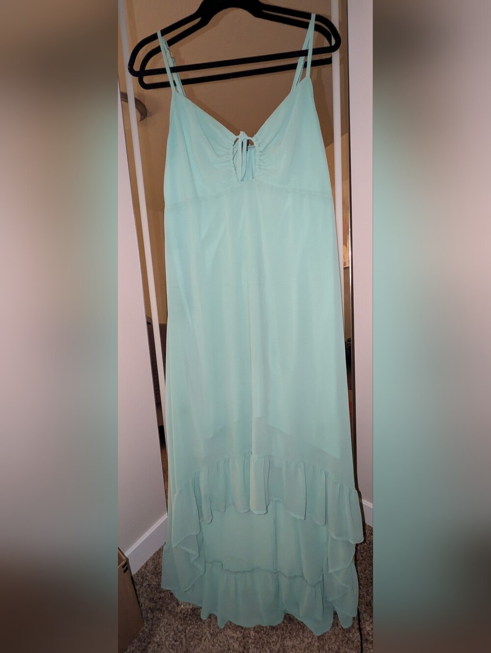 Light Aqua High-Low Maxi Dress